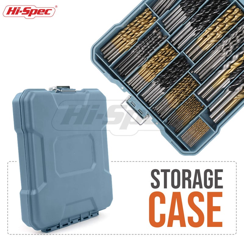 Hi-Spec Drill Bit Set 130pc Multi SAE - 11 Sizes 1/16in to 3/8in - HSS Titanium, Masonry & Brad Point Steel Bits - Drill Bits for Metal, Wood, Plastic, Drywall, Brick & Concrete - with Tray Case - Image 4